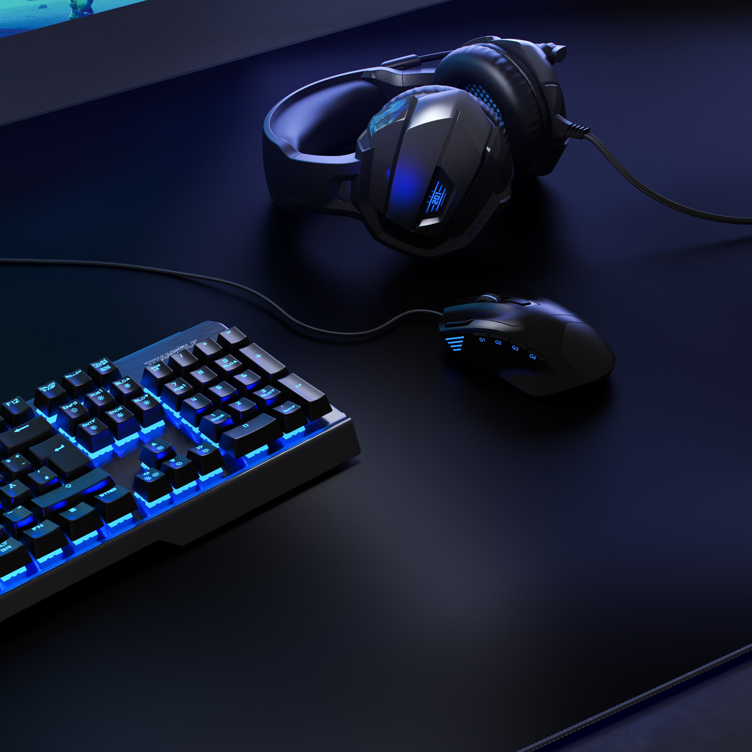 Titanwolf - XXXL Übergröße Mauspad 1200 x 800 mm - XXXL Großformat - Schreibtischunterlage - gummierte Rückseite - rutschfest und abwaschbar - Gaming