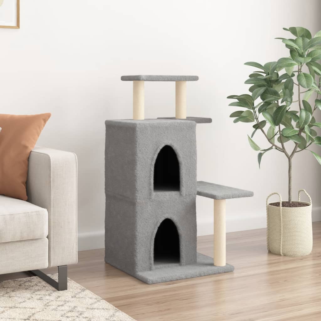 Arranhador para gatos vidaXL com hastes de sisal cinza claro, 97 cm