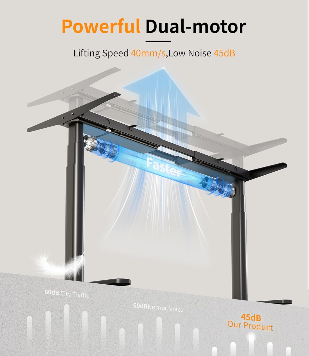 MAIDeSITe EL2 Plus Art Höhenverstellbarer Schreibtisch Gestell mit Ovaler Beindesign, Elektrisch Dualmotor Tischgestell höhenverstellbar mit 62-125cm, 4 Memory-Steuerung Schreibtisch höhenverstellbar