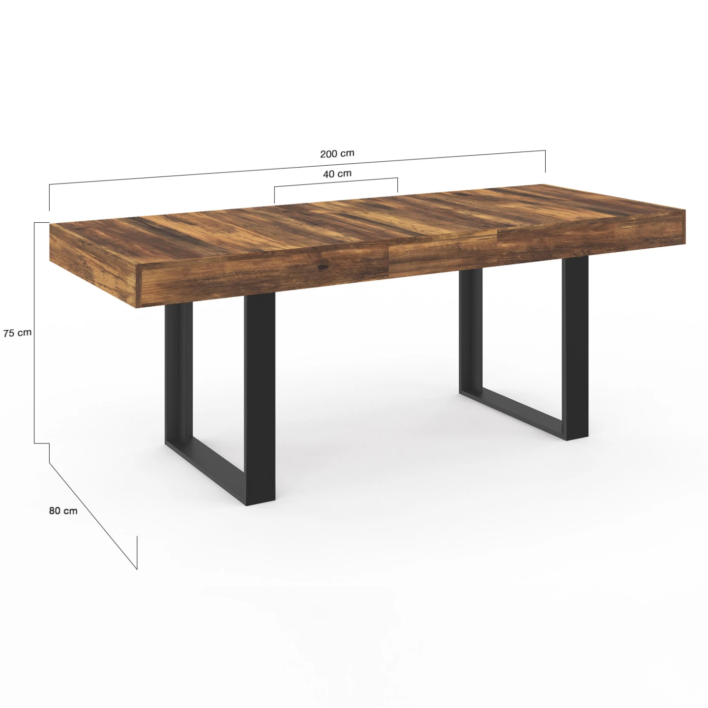 Table à manger extensible rectangle PHOENIX 4-8 personnes bois plateau HAWKINS 160-200 cm