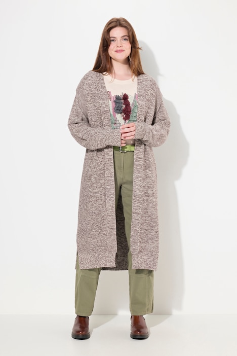 Long-Strickjacke, offenes Modell, Biobaumwolle