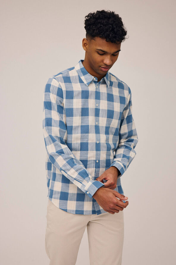 Magasin du Nord Collection Fabian 1 linen blend shirt Blue check