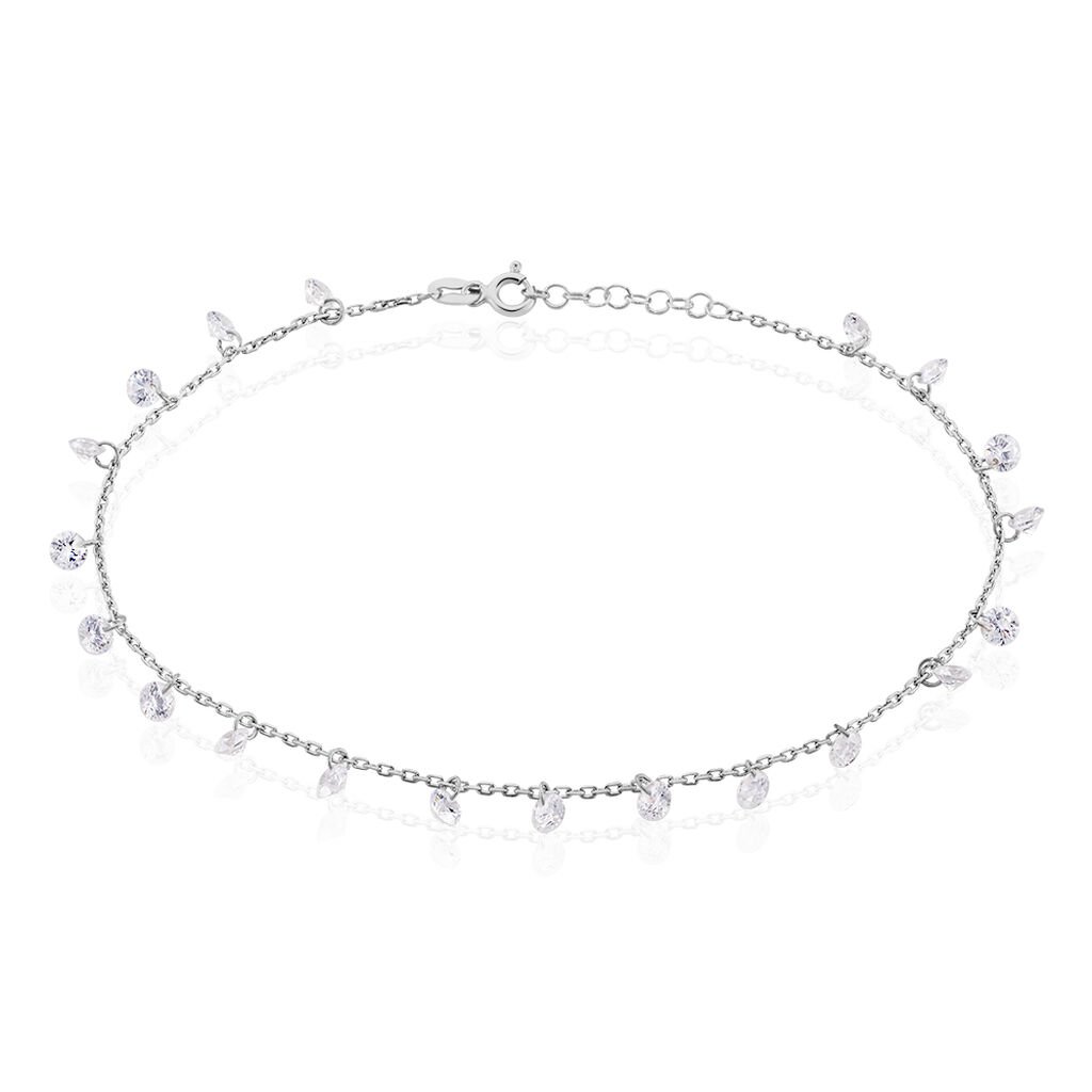 Chaîne De Cheville Carolaine Argent Blanc Oxyde De Zirconium