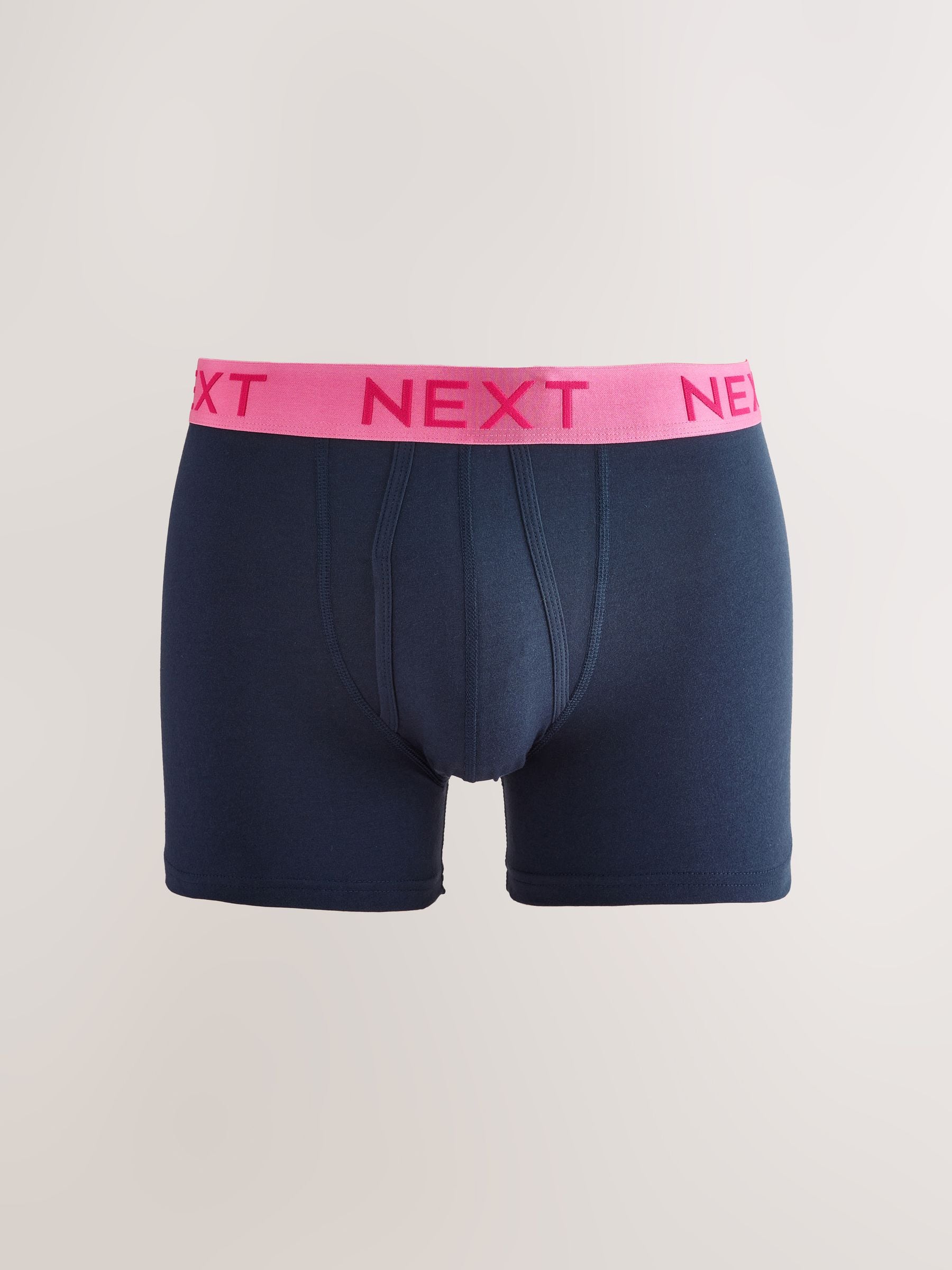 Marineblauwe felgekleurde tailleband met contrast - Standaard - 10 Boxershorts zonder plooi