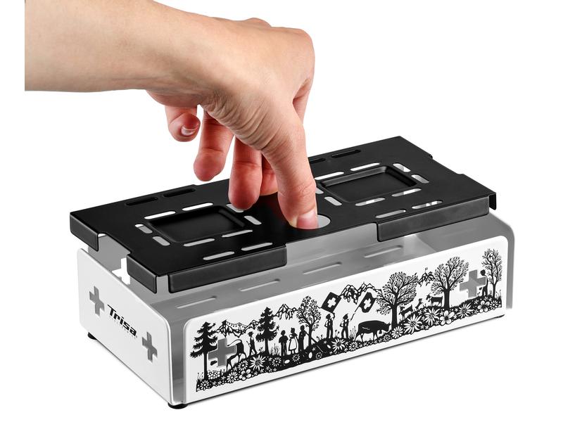 Trisa Teelicht-Raclette Kitchenette, Schwarz/Weiss Kerzen-Raclette