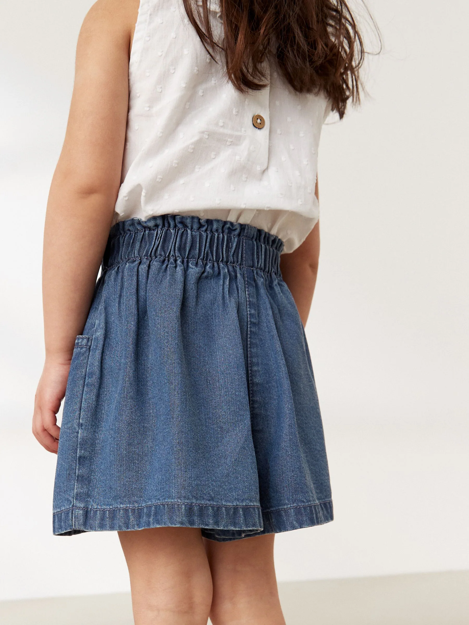 Donker gewassen denim - Short met knopen (3 mnd-7 jr)