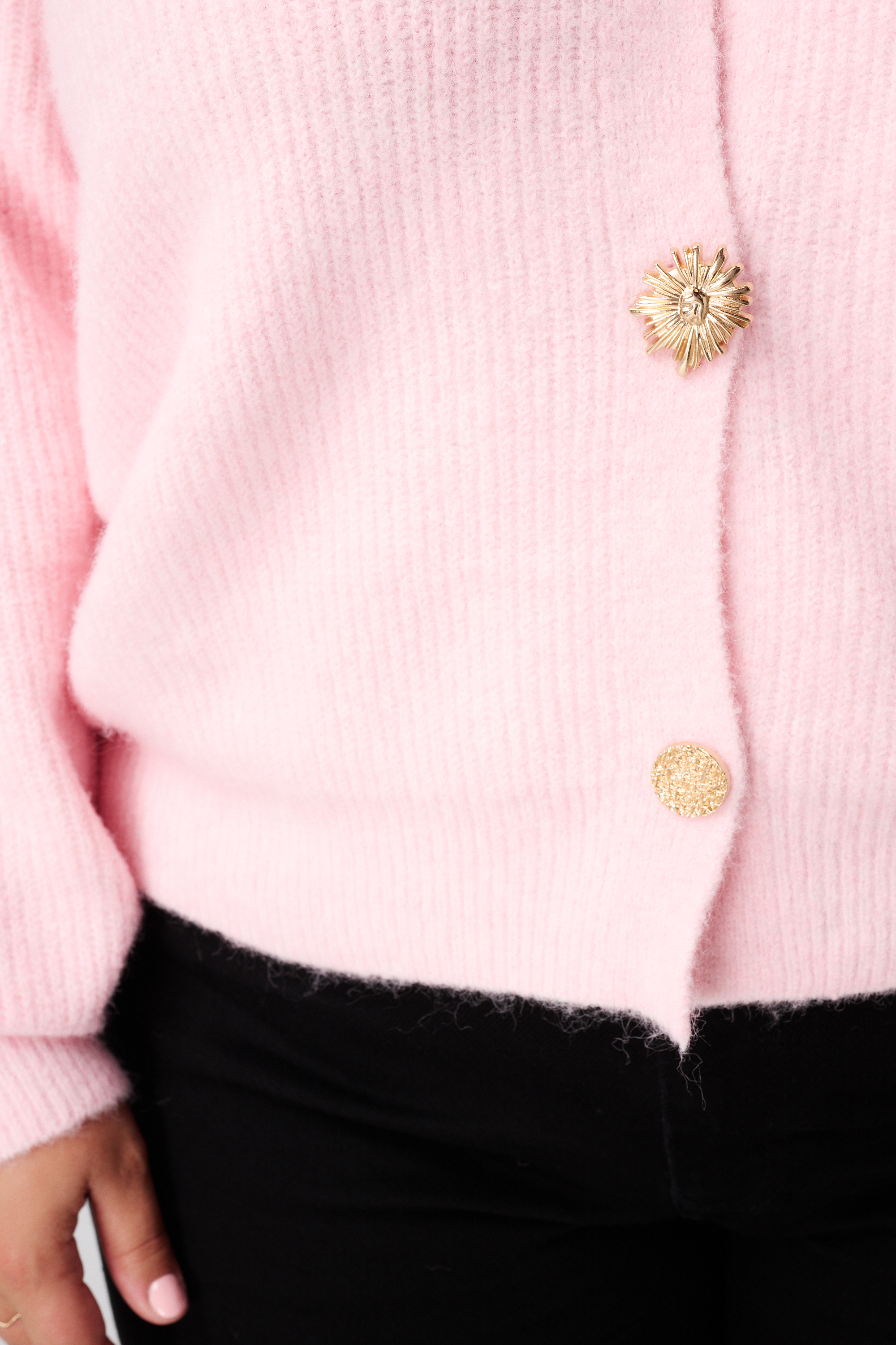 Vestje met gouden knopen Licht pink