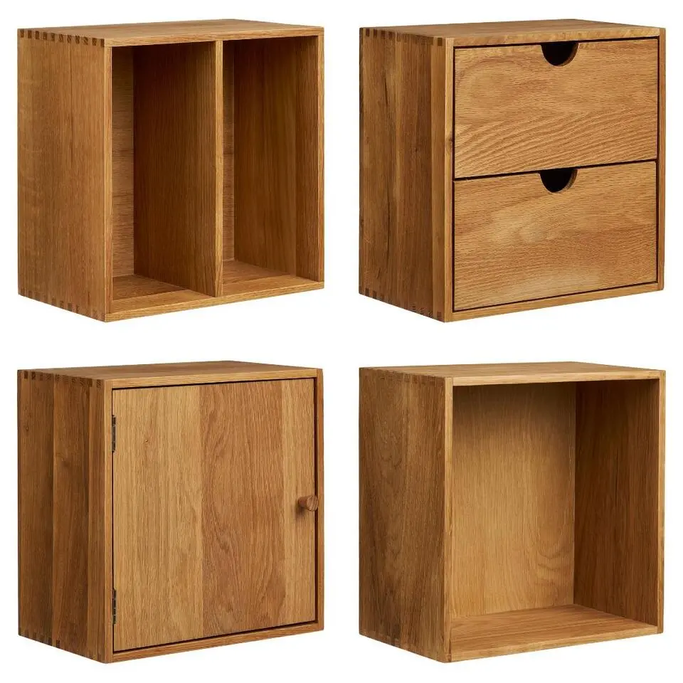 Hioshop Mina wandplank set van 4 eiken