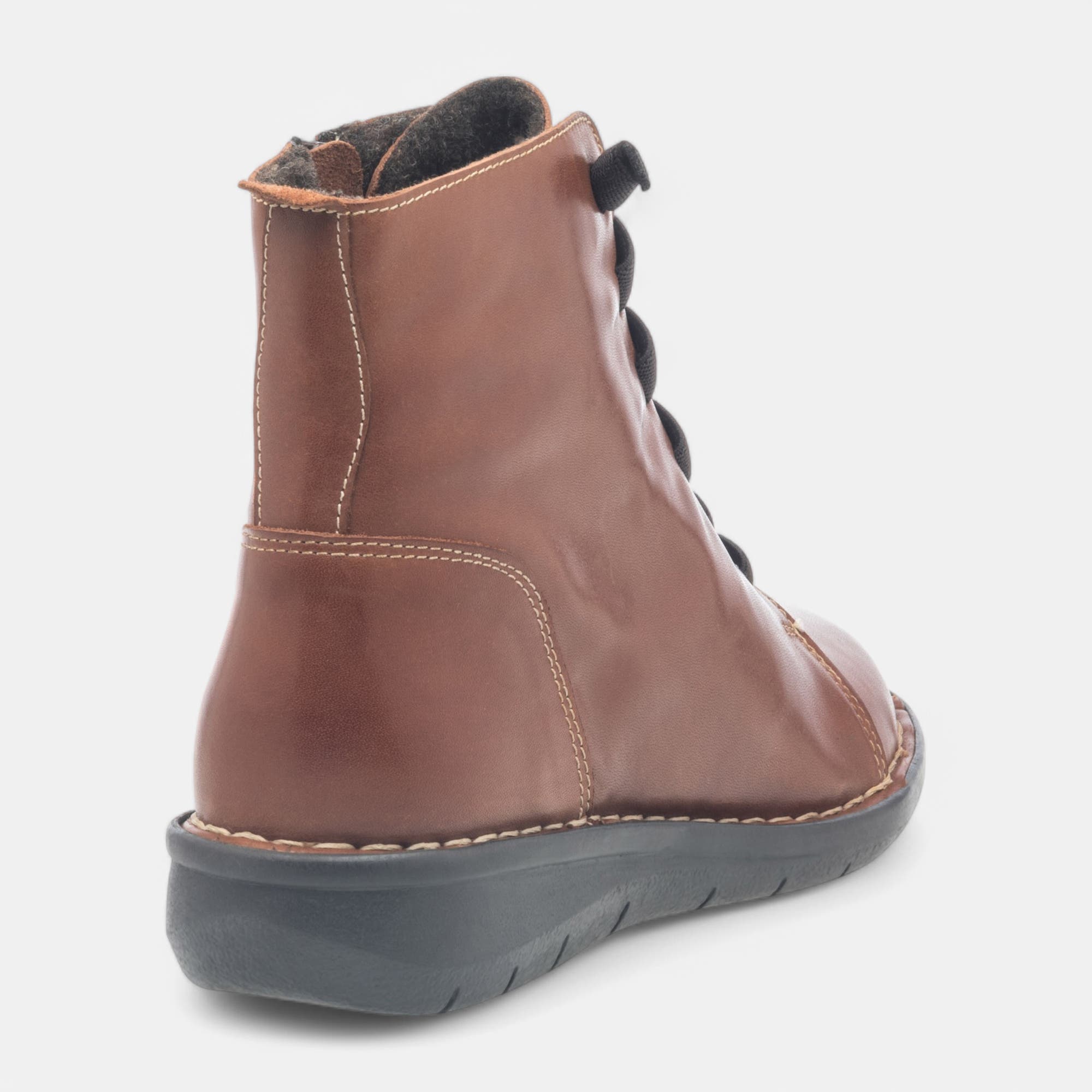 Bottines à lacets Femme en cuir cognac