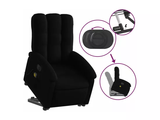 Fauteuil inclinable massant électrique Noir Tissu