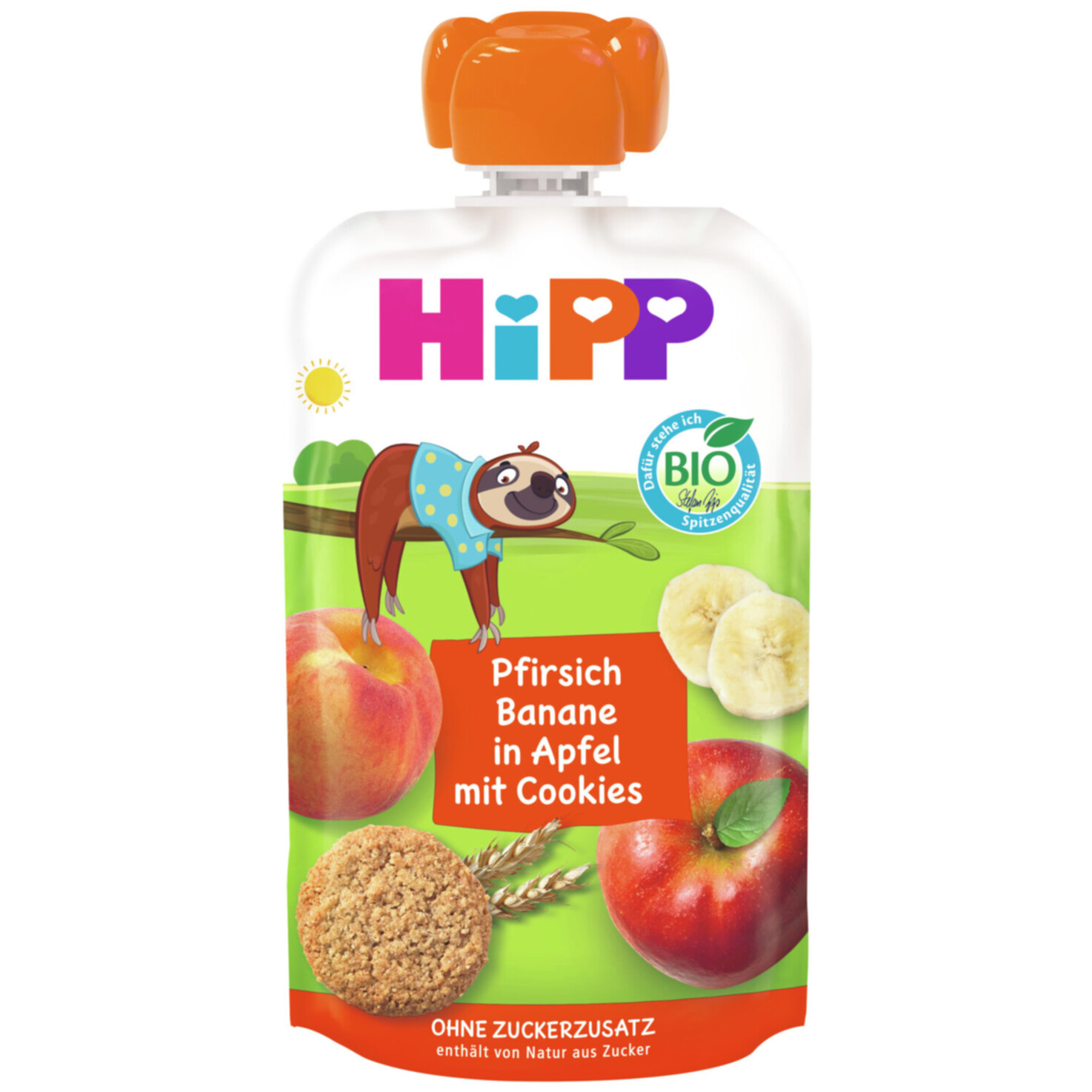 Hipp Hippis Quetschbeutel Pfirsich Banane Apfel & Cookies 12+ Monate
