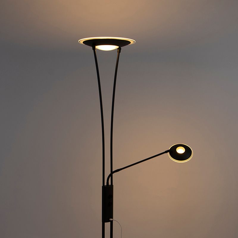 Vloerlamp zwart met leesarm incl. LED en USB-poort - Sevilla