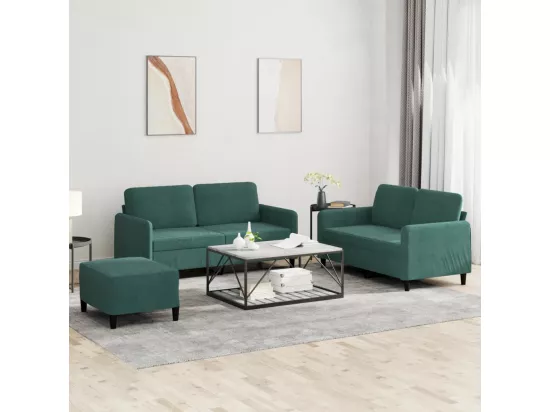 Ensemble de canapés 3 pcs vert foncé velours
