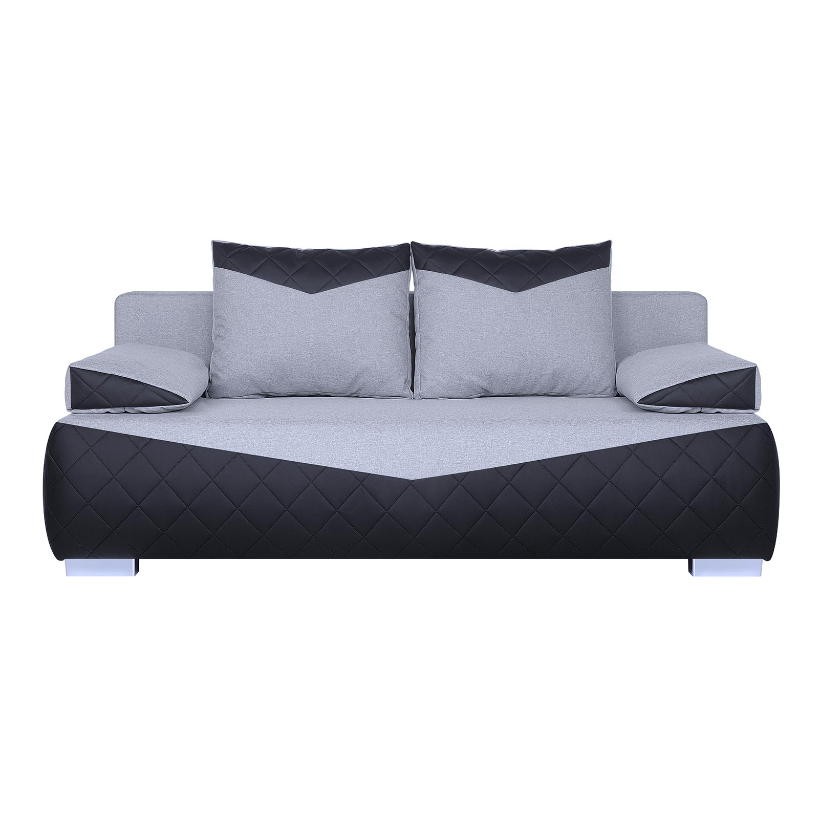 Boxspringsofa - schwarz-silber - Karosteppung - Dauerschläfer