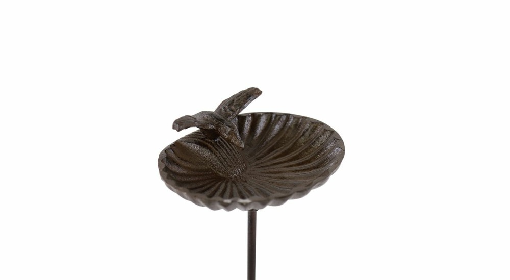 Abreuvoir oiseau sur pied fonte fonte marron 15.5x14x78cm