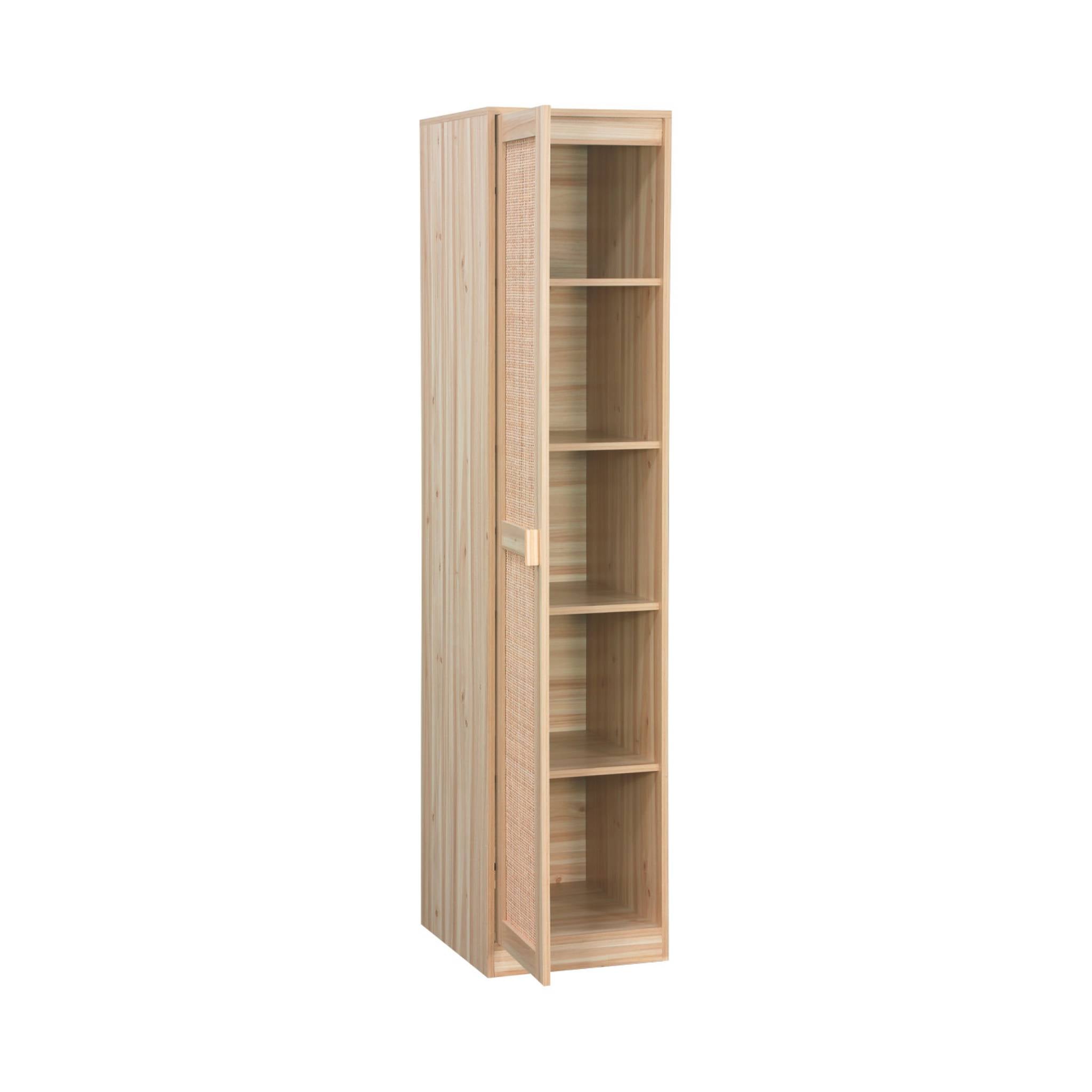 sweeek - Dressingkast rotan en houteffect, 1 deur, 5 planken