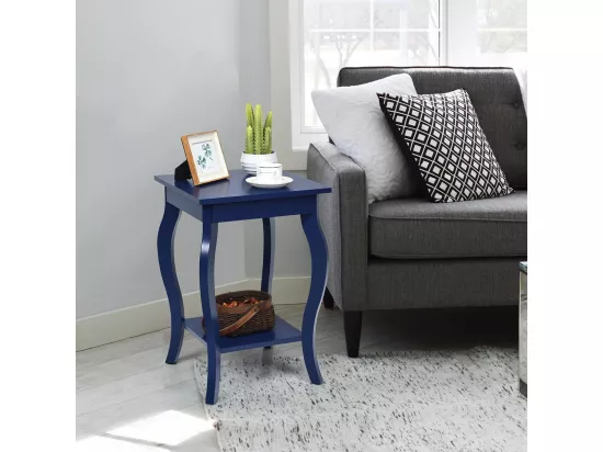 Table de Chevet, Bout de Canapé Carré avec Patins Antidérapants, Table d'Appoint pour Chambre, Salon, 40 x 40 x 60 cm (Bleu, Lot de 2)