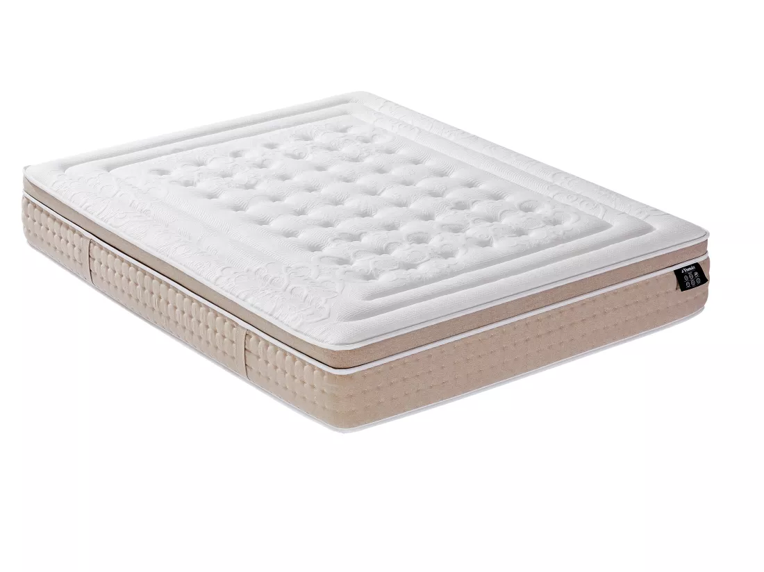 Ensemble 160 x 200 cm sommier coffre blanc + matelas hybride ressorts ensachés 7 zones et gel à mémoire de forme rafraichissant ép.30cm - NAZILI de YSMÉE