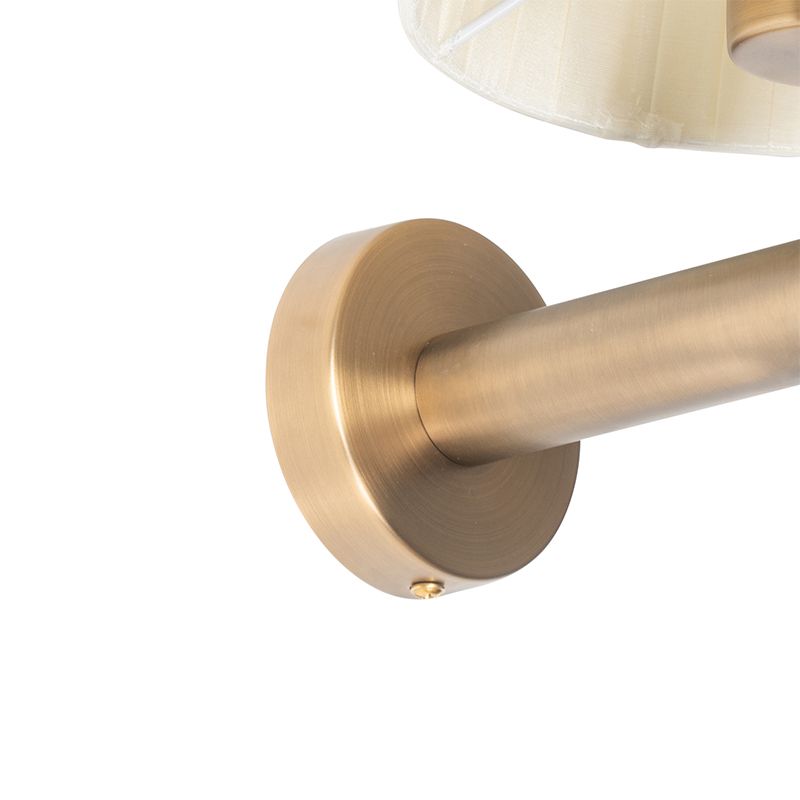 Moderne wandlamp brons met witte kap - Pluk