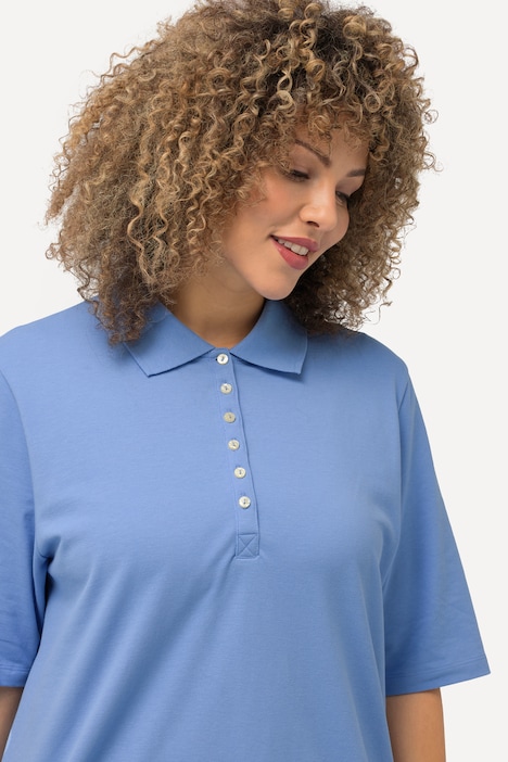 Poloshirt, Piqué, Polokragen, Samt-Knopfleiste, Halbarm
