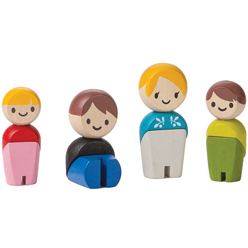 Plan toys poppenhuispoppen witte familie 4 st - 6 cm