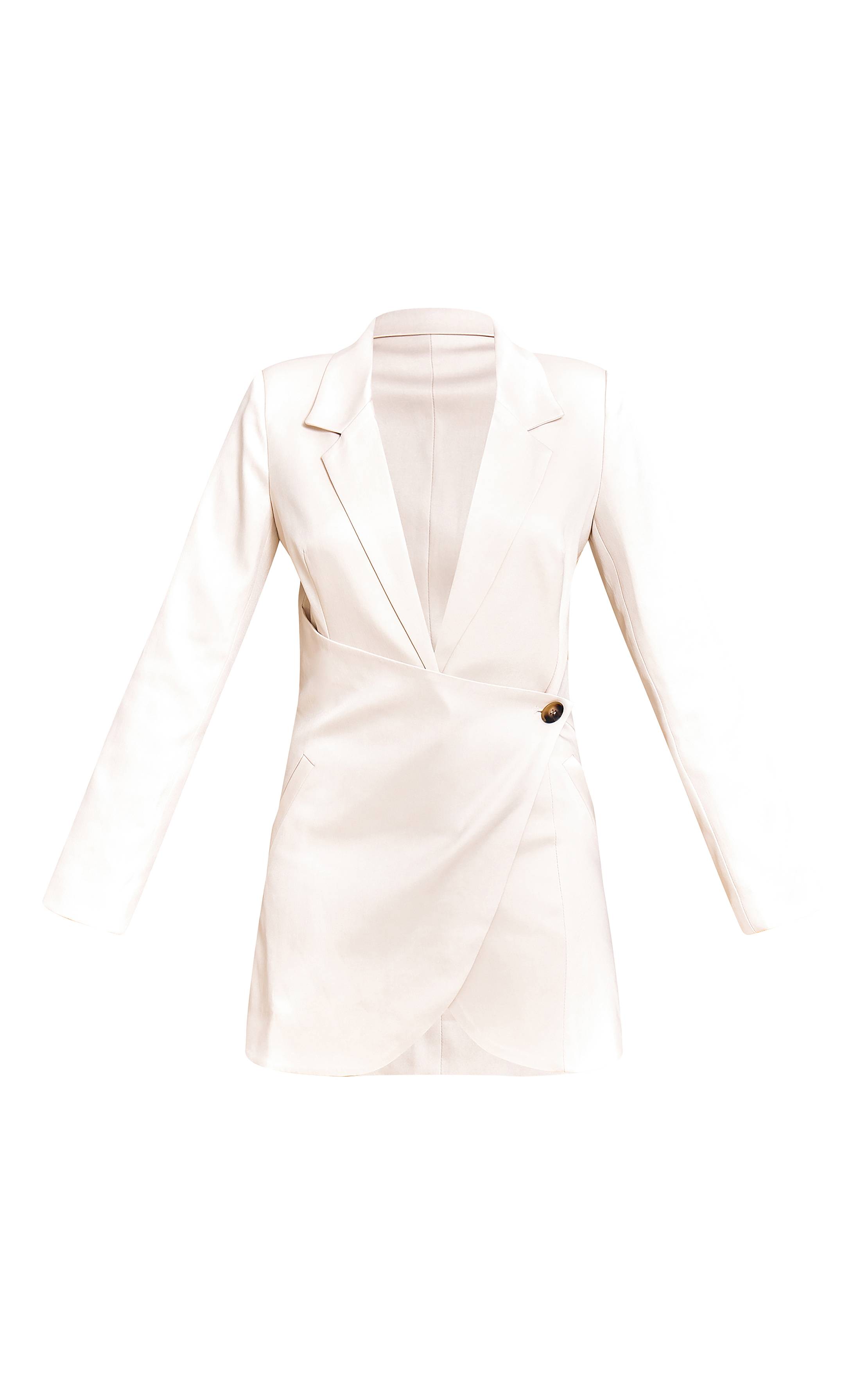 Crème Robe Blazer À Jupe Portefeuille Tissée