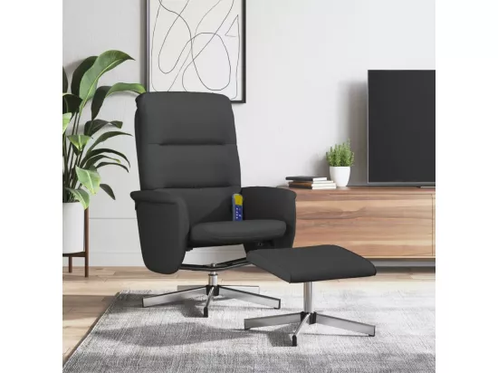 Fauteuil de massage inclinable avec repose-pied noir tissu