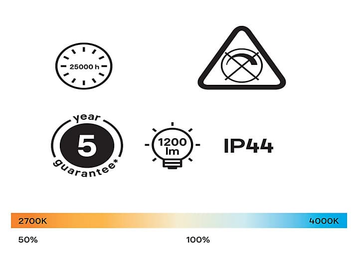 Plafonnier de salle de bain Wapta LED intégrée blanc 1200lm 12W IP44 Ø28,3cm blanc froid & blanc chaud GoodHome