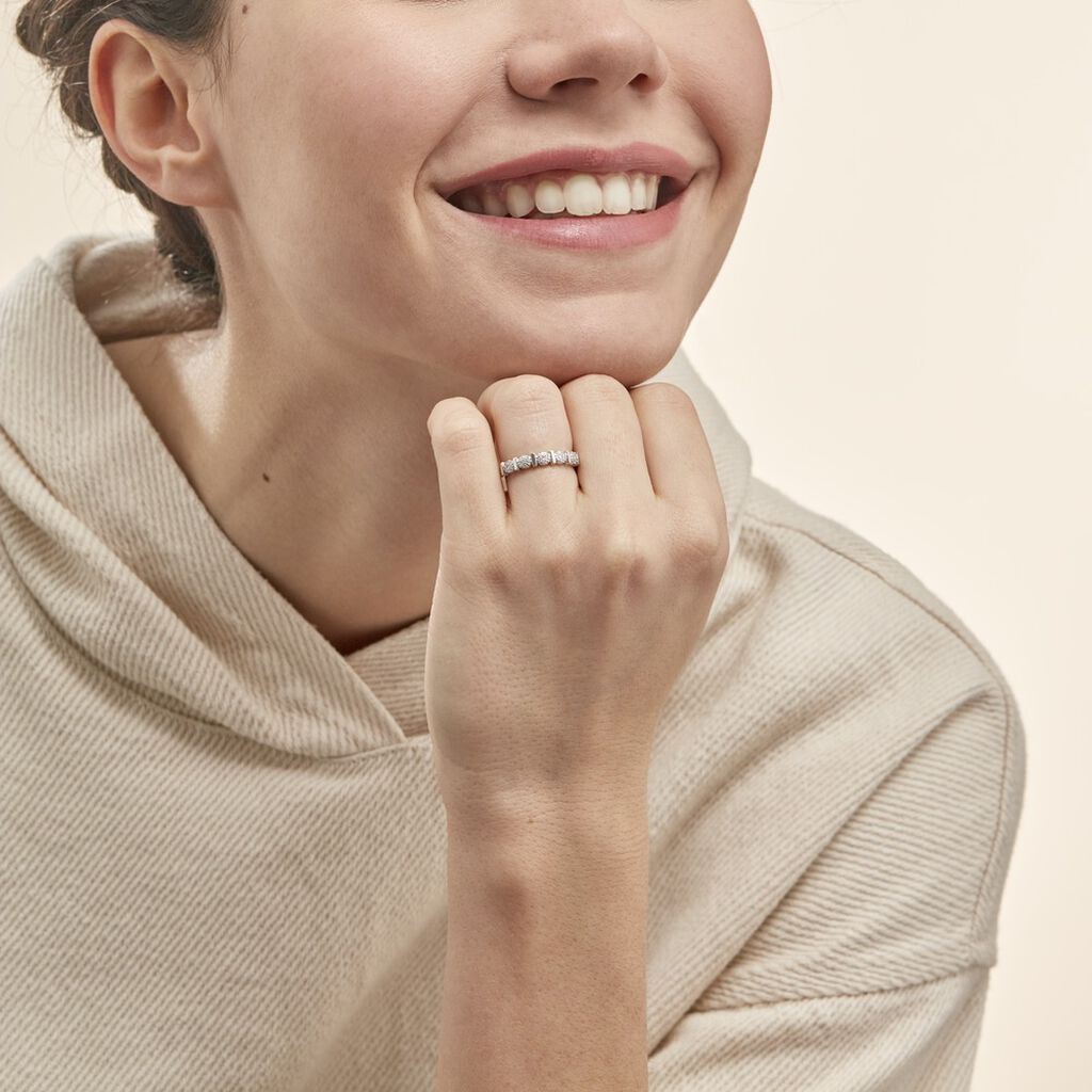 Bague Pastille Or Blanc Diamant
