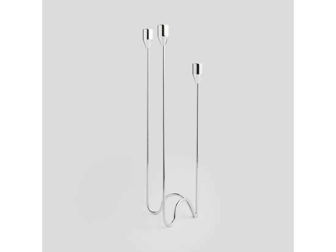 Bougeoir Muni argent moyen 41 x 15 x 10