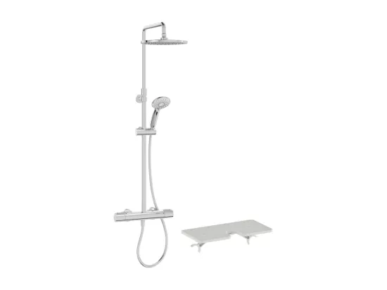 Colonne de douche thermostatique JACOB DELAFON Juliette chromé + tablette de douche