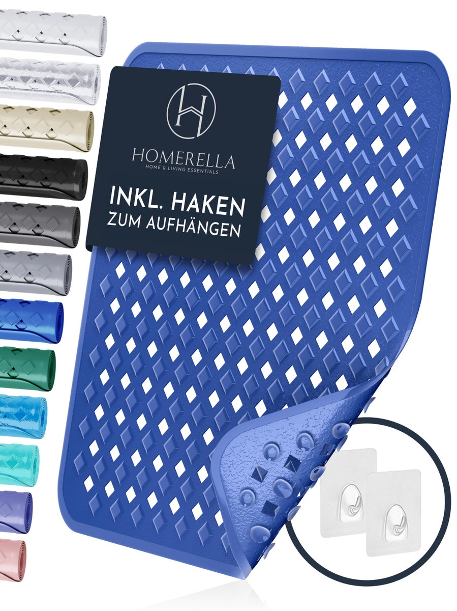 Homerella Huidvriendelijke Douchemat 53x53 cm, INCL. OPHANGSTANG | Antislip Douchemat, BPA-vrij, Latexvrij | Antislip Douchemat, Schimmelwerend & Machinewasbaar | Antislip Douchemat