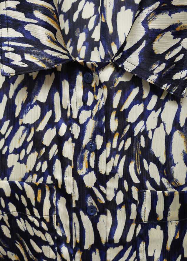 MANGO Printed satin dress Medium blue