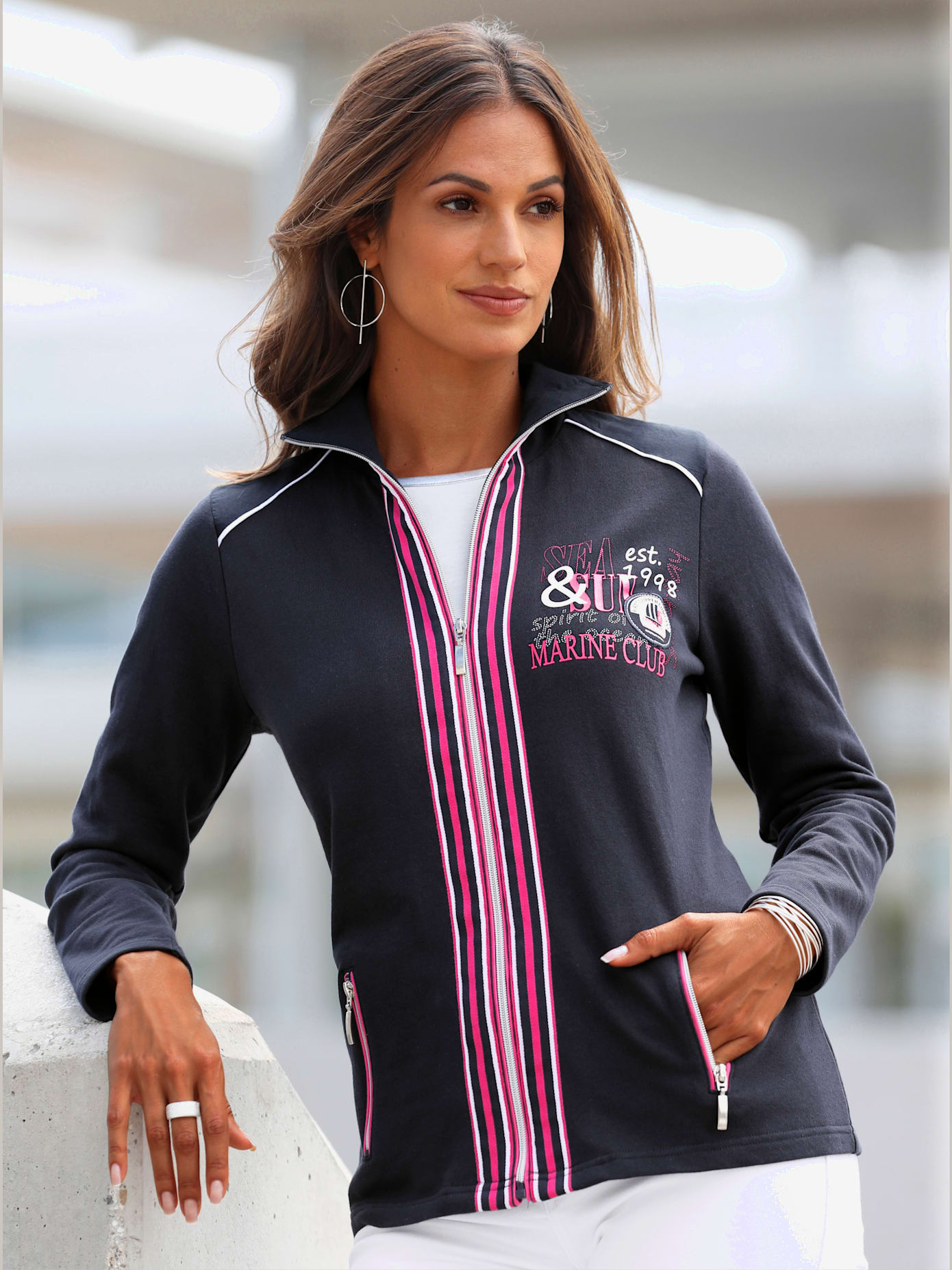 Veste sweat contrastes mode
