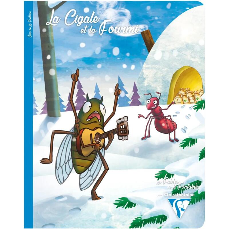 Les Fables de La Fontaine cahier piqué 17x22cm 96 pages ligné + marge 6 fables assorties - Assortis