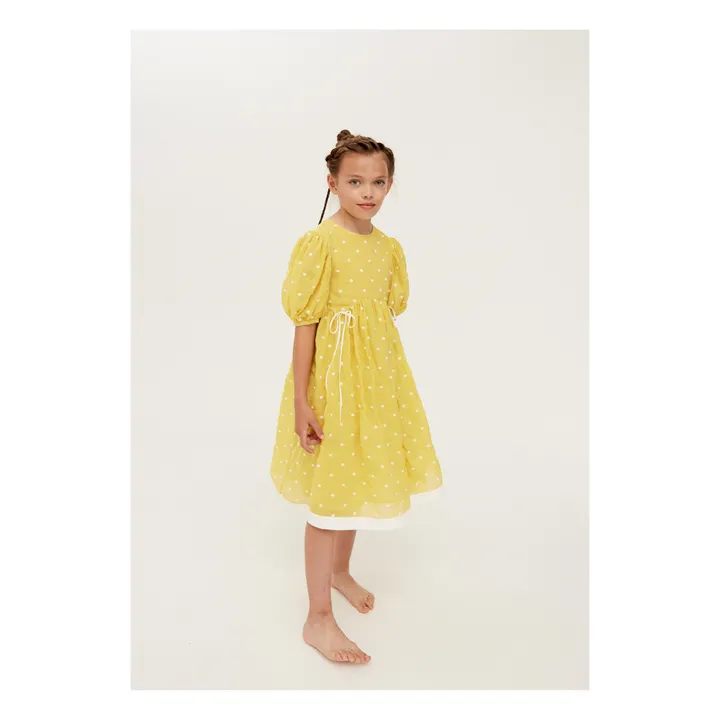The Middle Daughter Robe en Voile de Coton à Pois | Jaune
