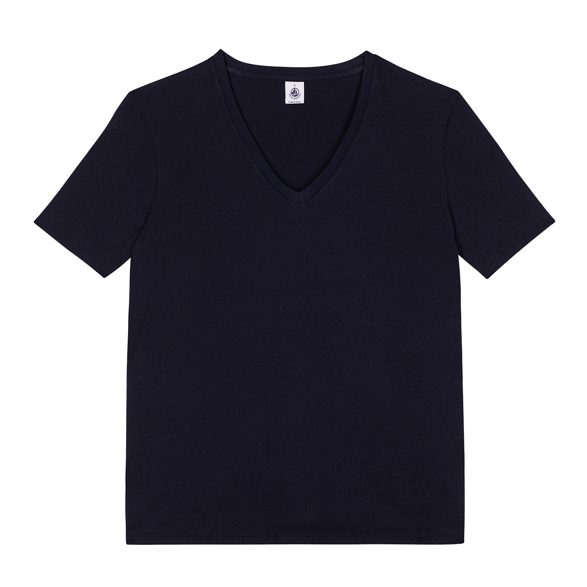 PETIT BATEAU<br>T-shirt com decote em V em algodão liso, Le Droit