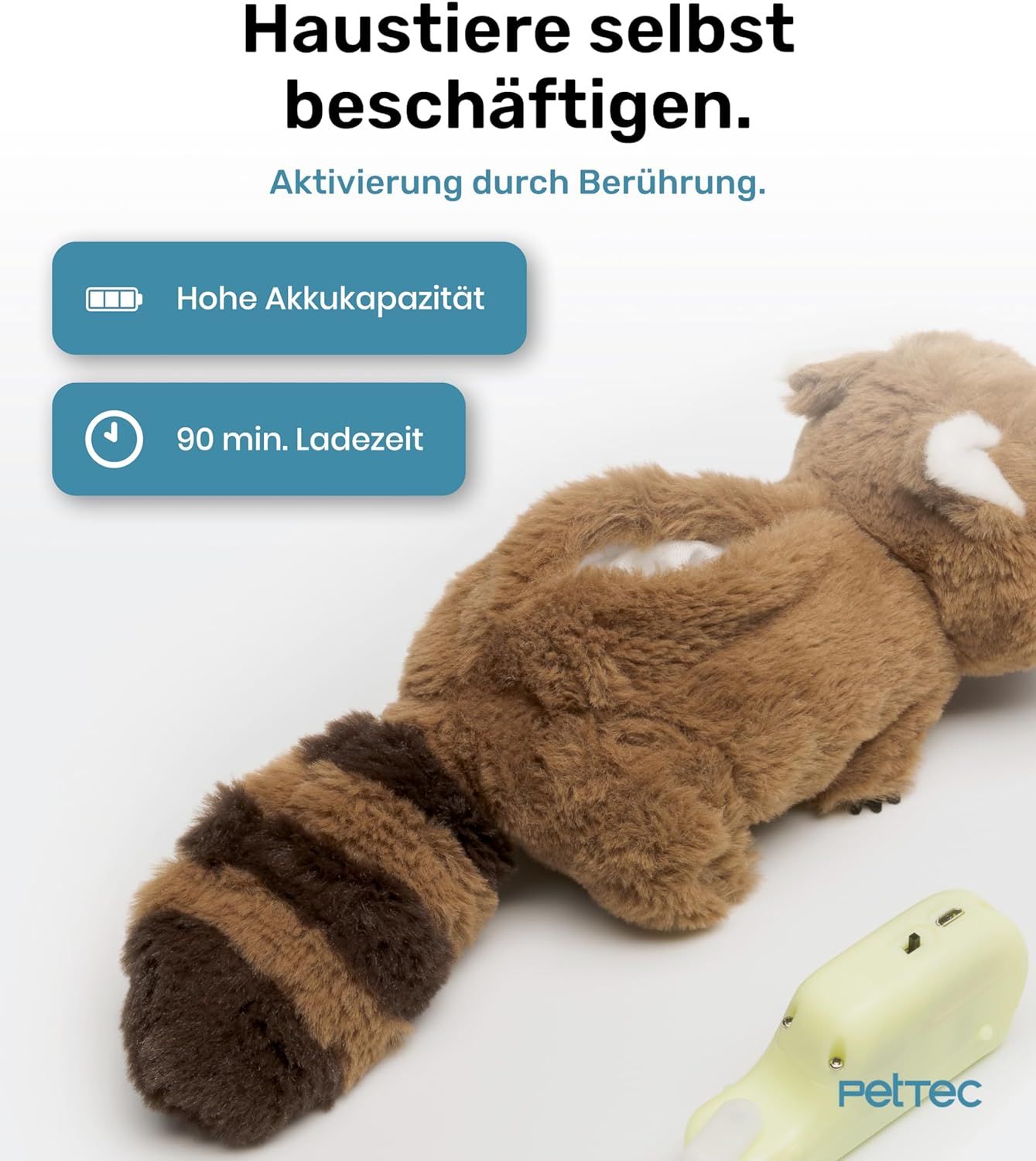 PetTec interaktives Plüschtier für Katzen - Waschbär