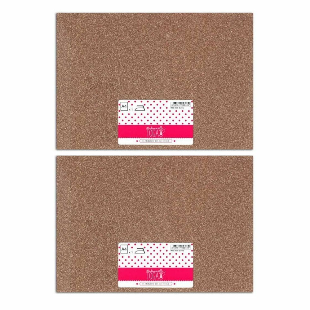 2 flex thermocollants à paillettes - cuivre - 30 x 21 cm