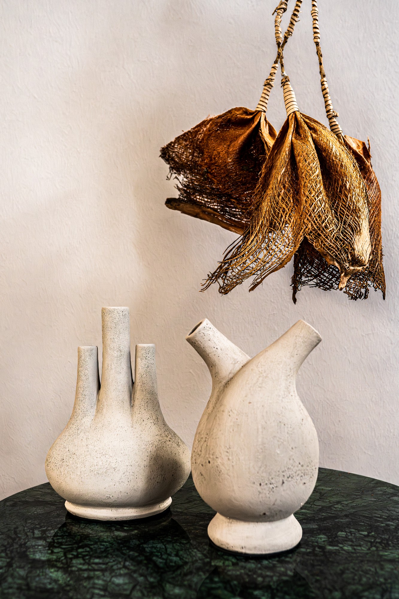 Vase mit 2 Hälsen, grau, H 25 cm, Ø 15 cm von fischer's lagerhaus