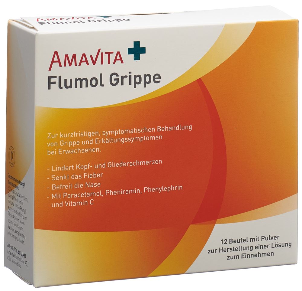 Amavita Flumol Grippe Plv zur Herstellung einer Lösung zum Einnehmen Btl 12 Stk
