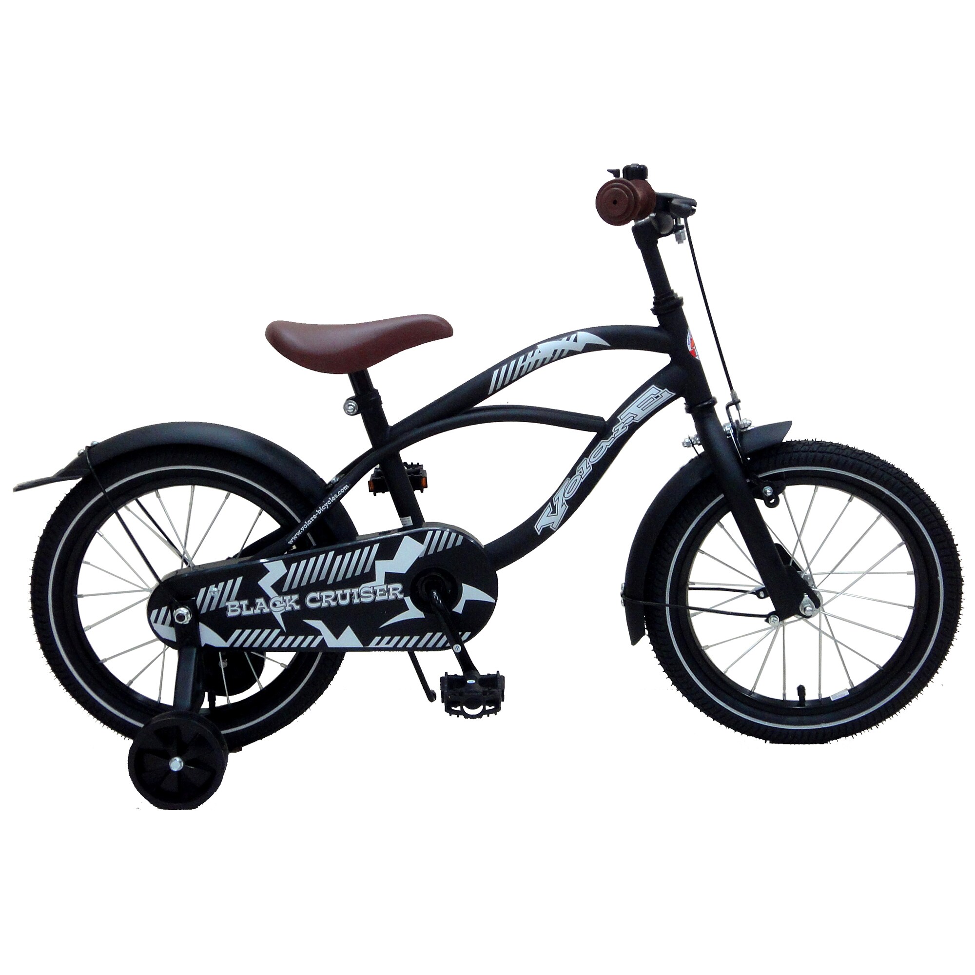 Volare Black Cruiser Kinderfahrrad 16 Zoll Mädchen Jungen Fahrrad ab 4 - 6 Jahre Größe 104 - 110 cm