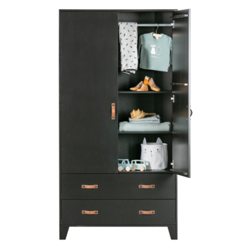 WOOOD kledingkast Dian zwart grenenhout 180 x 94 x 40 cm