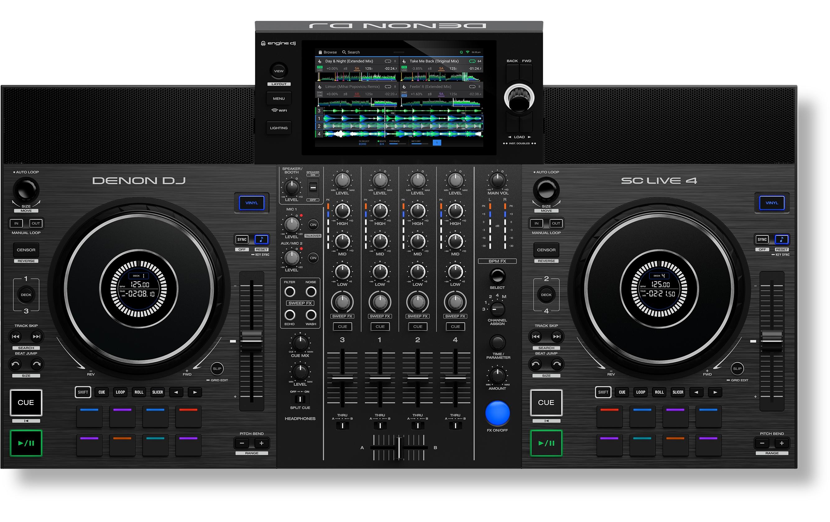 DJ-Controller SC Live 4 Schwarz<br>4-Deck Standalone DJ Controller mit WiFi