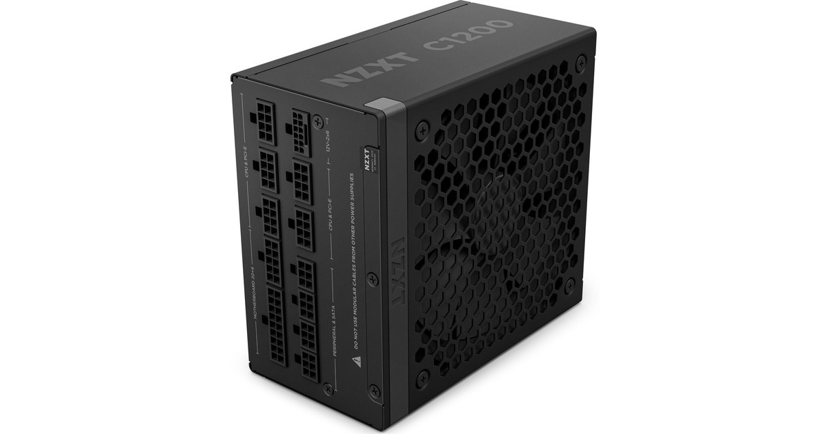 NZXTC1200 Gold ATX 3.1 modulaire 1200 watt voeding   (Zwart, 1x 12V-2x6, 3x PCIe)