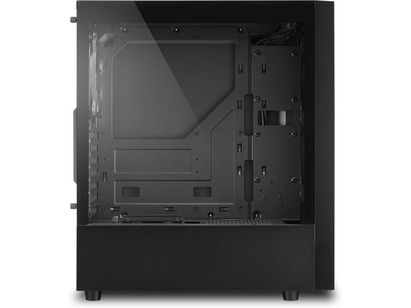 Sharkoon PC-Gehäuse RGB Slider Schwarz Stylischer Gaming-Mid-Tower mit Sichtfenster und RGB-LED-Streifen