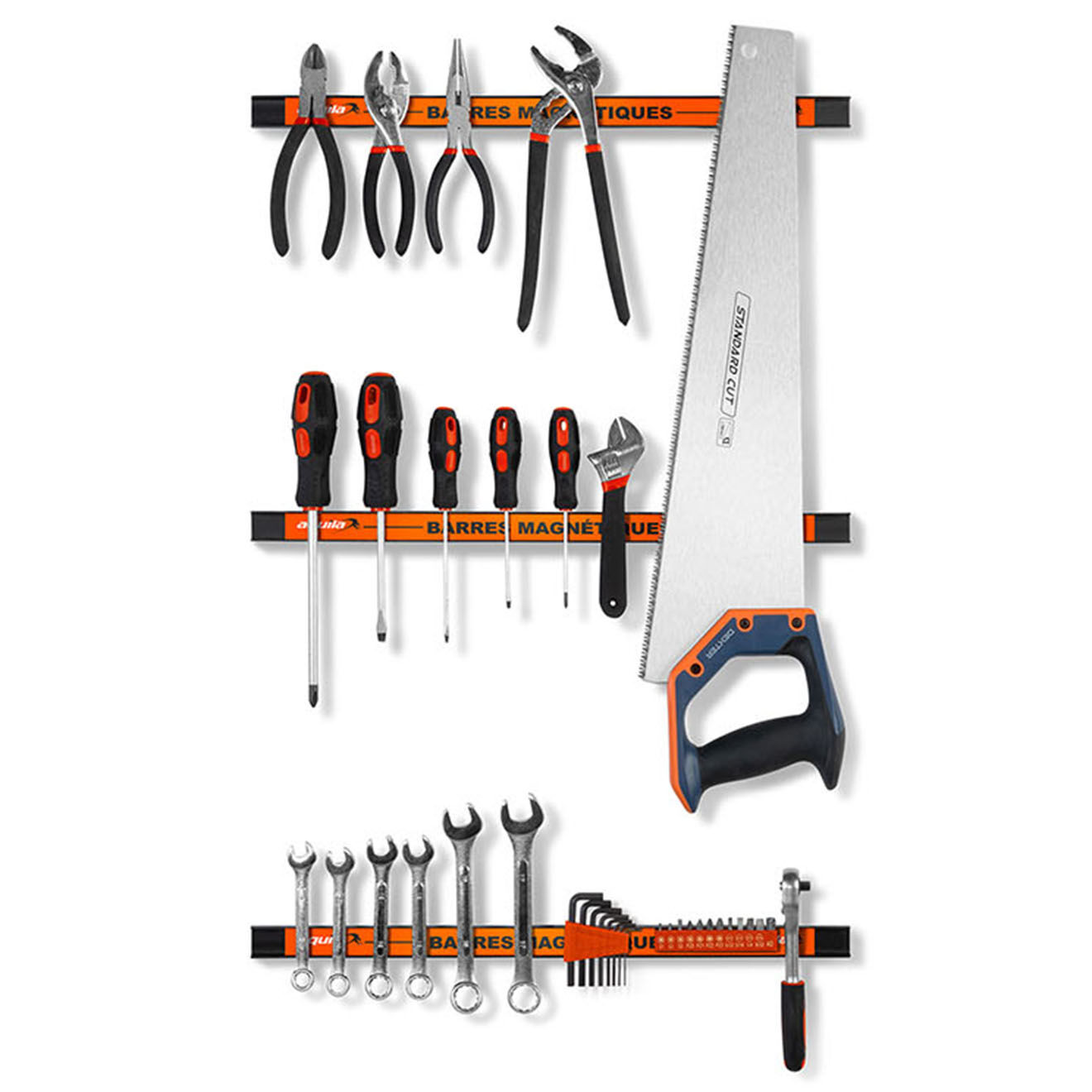 Pratik Garden 3 Barres magnétiques porte-outils multicolores - 46 cm