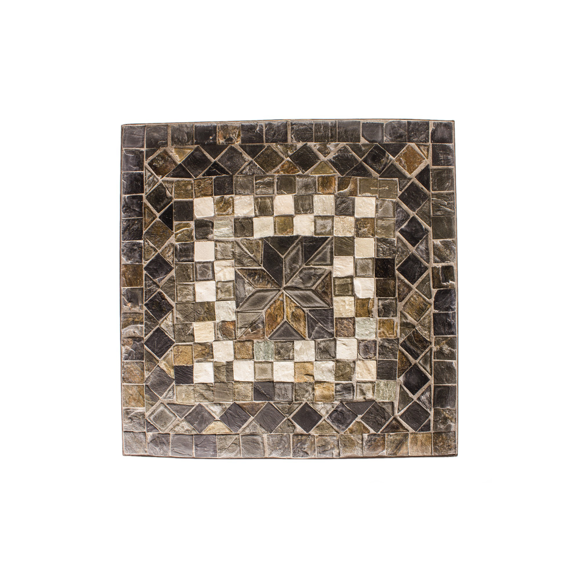 Quadratischer Mosaiktisch aus Naturstein, grau, braun, B 61 cm, H 71,5 cm, T 61 cm von fischer's lagerhaus
