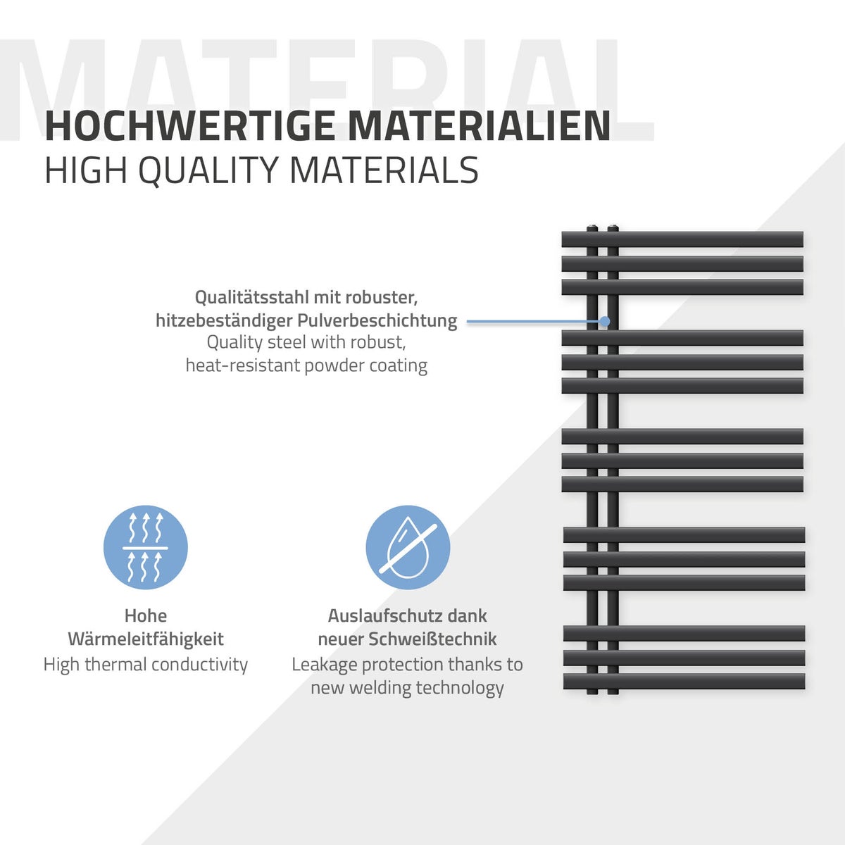 ECD Germany Iron EM Design Elektrische Badkamerradiator met Verwarmingselement 1200 W - 600 x 1200 mm - Antraciet - Designradiator Paneelradiator Handdoekwarmer Handdoekdroger