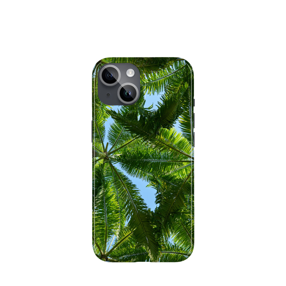 iPhone 14 Kunststoff Hülle Palmen Dach - Grün
